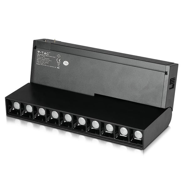 Schwarze Magnetschiene mit LED Leuchtmitteln.