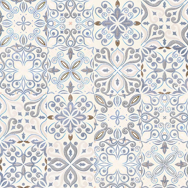 Fliesenmuster mit floralen und ornamentalen Motiven