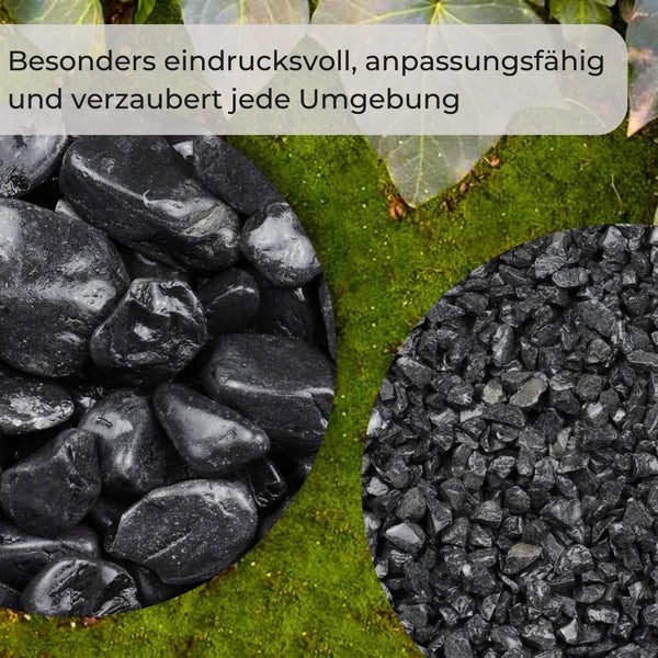 Kieselsteine Garten Zierkies 40-60 mm 25 kg Aquarium Kies Nero Ebano Schwarz Marmorkies Dekostein Gabion Steinteppich Zierstein Schwarz