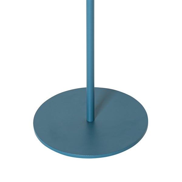 Runder Metallstandfuß in Petrol mit vertikalem Standrohr.