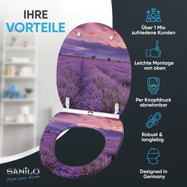 WC-Sitz mit Absenkautomatik & Top Fix Lavendel