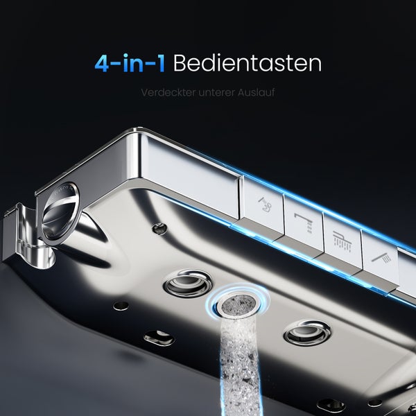 EMKE Duschsystem 3 in 1 Regendusche Set mit Kopfbrause, Handbrause und Wasserhahn, Modernes Duscharmatur Set für Badezimmer, Chrom