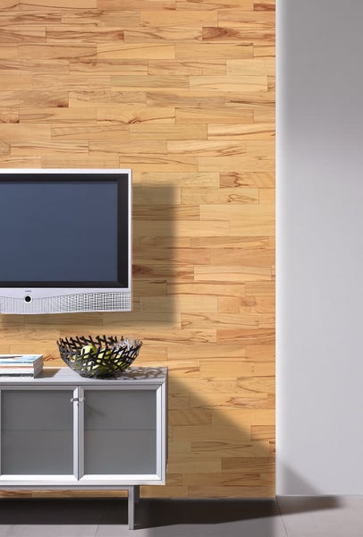 wodewa Wandverkleidung Holz 3D Optik Buche Living, geölt, 400 1m² Wandpaneele Moderne Wanddekoration Holzverkleidung Holzwand Wohnzimmer Küche Schlafzimmer
