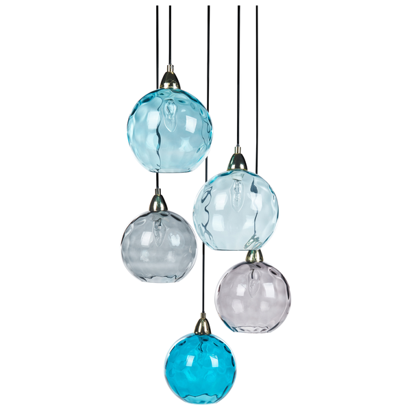 Hängeleuchte Glas blau 5-flammig Kugelform PABELLON