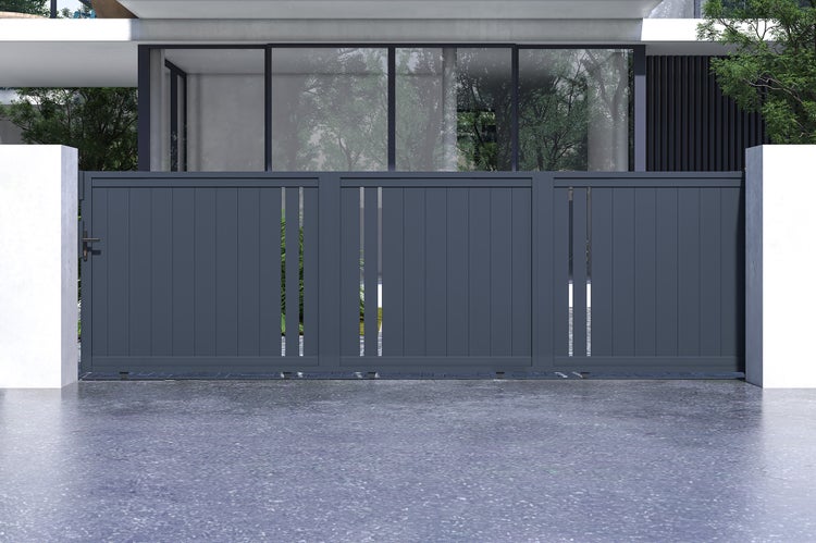 Schiebetor 5m GIONA H.140 graues Aluminium