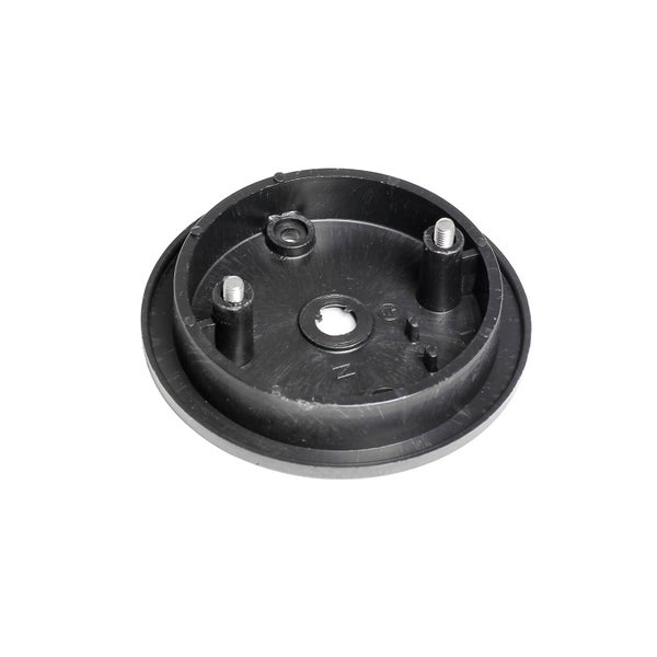 Schwarze, runde Abdeckung mit Bolzen