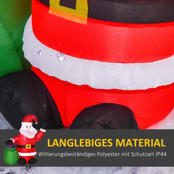 HOMCOM Weihnachtsdeko, aufblasbar, beleuchtet Garten, IP 44, L 70 x B 45 x H 120 cm, 190D Polyester, warm weiß
