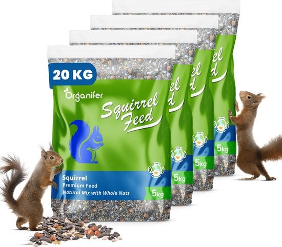 Premium Eichhörnchenfutter – Natürliche Mischung mit ganzen Nüssen (20 kg) - Organifer