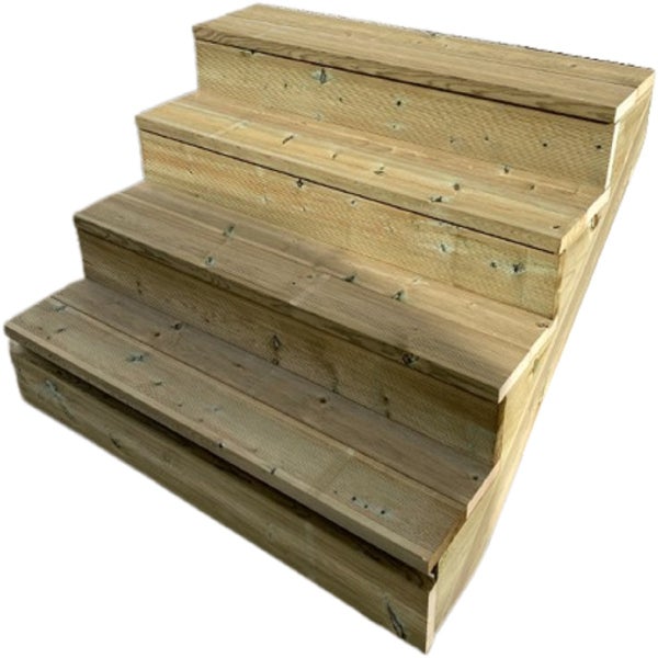 Außentreppe, Gartentreppe, Terrassentreppe  Holz H71cm 4 Stufen, Breite 160cm, MIT Setzstufen