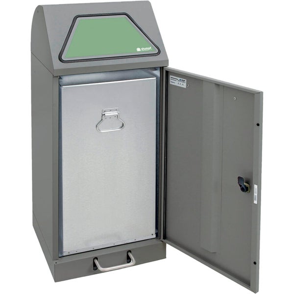 Abfallbehälter mit abschließbarer Tür und herausnehmbarem Inneneimer