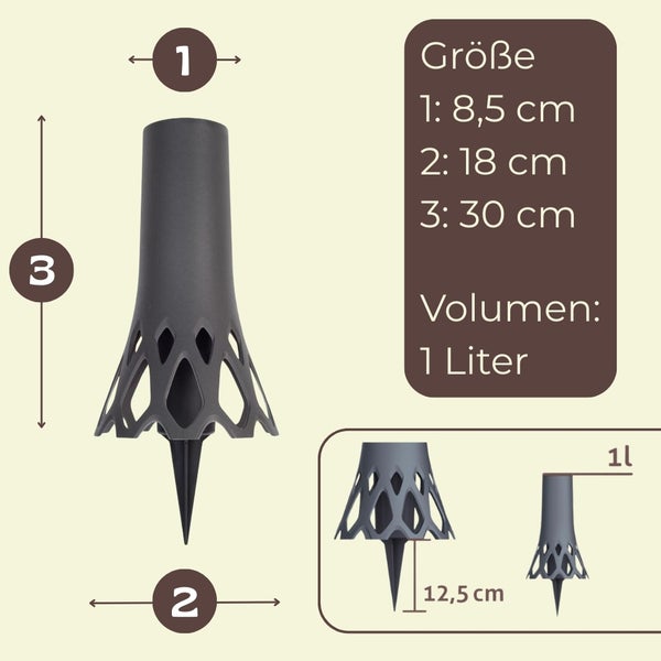 Abbildung mit den Größenangaben und dem Volumen einer Blumenvase