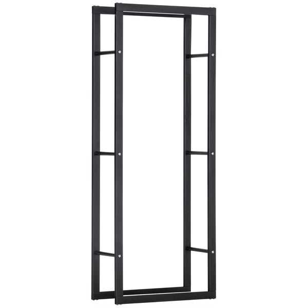 HOMCOM Kaminholzregal, für Innen und Außen, 60 x 25 x 150 cm, Metall, Schwarz