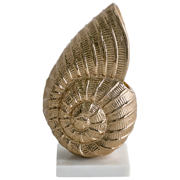 Dekorative Ammonit-Fossil-Skulptur auf Marmorsockel