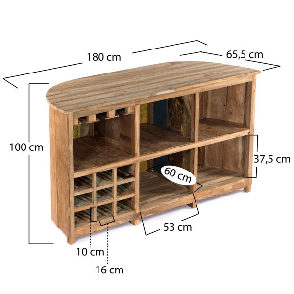 Barschrank Circulo Massivholz naturfarben
