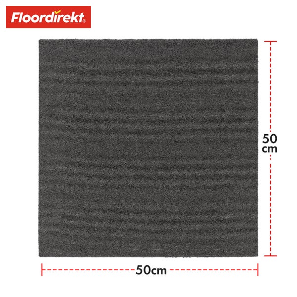 FLOORDIREKT Teppichfliese Moscow - Selbstliegend - 50 x 50 cm - Dunkelgrau