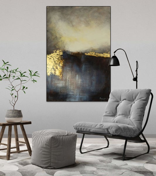 Handgemaltes Gemälde Acrylfarbe 80x120cm Blau