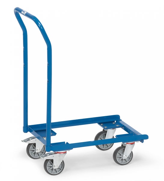 Blaue Sackkarre mit vier Rädern