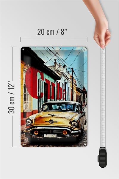 Blechschild Spruch 20x30cm cuba altes gelbes auto oldtimer