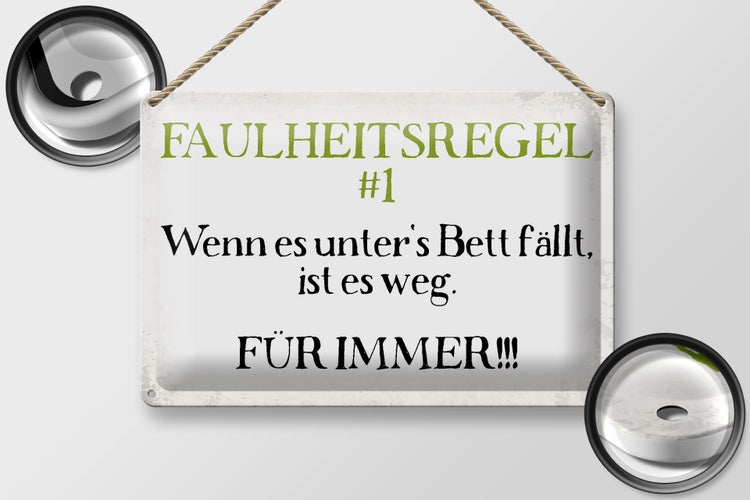 Blechschild Spruch 30x20cm Faulheitsregel 1 Retro Schild