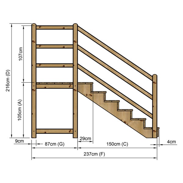 Skizze einer Holztreppe mit Maßen