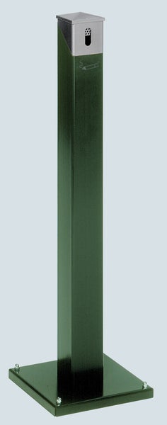 PROREGAL Eckiger Ascher Standsäule Mit Abnehmbarem Kopfteil 9,4 Liter HxBxT 100,5 x 30 x 30 cm Verzinkter Stahl Grün