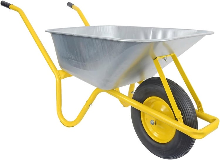 Schubkarre Matrix Profi 100L Stahlmulde 250kg Tragkraft mit Bodenblech & pannensicherem PU-Rad – Bauschubkarre für Garten & Bau