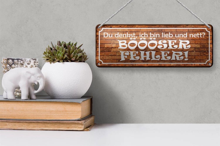 Blechschild Spruch 27x10cm denkst bin lieb BÖÖÖSER Fehler Dekoration