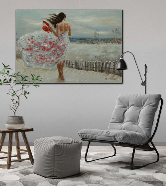 Handgemaltes Gemälde Acrylfarbe 100x70cm Weiß