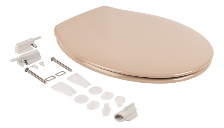 Calmwaters® Spülrandloses Hänge WC, Tiefspül WC aus Keramik, Komplettset mit WC Sitz mit Absenkautomatik in Beige-Bahamabeige, Waagerechter Abgang, WC Sitz aus antibakteriellem Duroplast, 99000190
