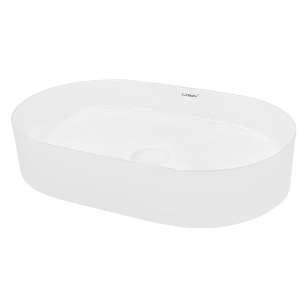 ECD Germany Waschbecken Waschtisch 605x380x125 mm aus Keramik Oval Weiß - Aufsatzbecken Aufsatzwaschbecken Handwaschbecken Aufsatzwaschtisch Spülbecken Becken Wasserfall Waschschale Waschschüssel