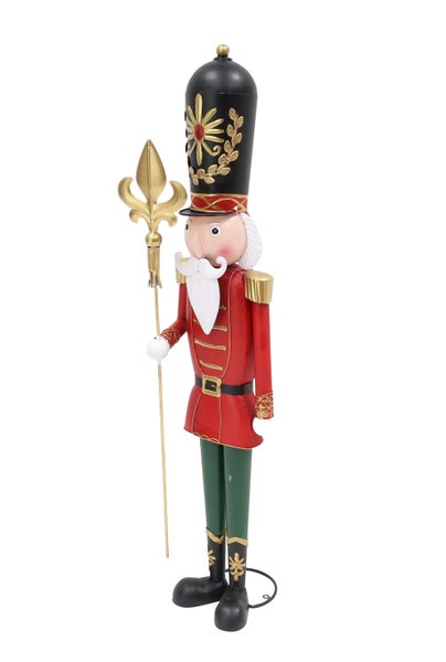 Dekorative Nussknacker Figur aus Metall als Weihnachtsdekoration