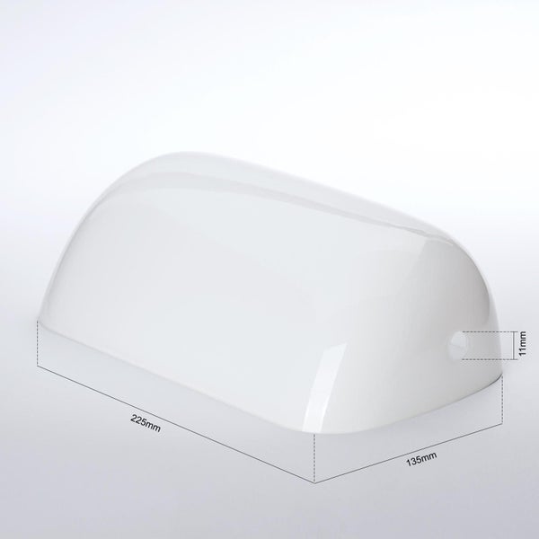 Weiße Abdeckung mit den Maßen 225 mm x 135 mm x 11 mm
