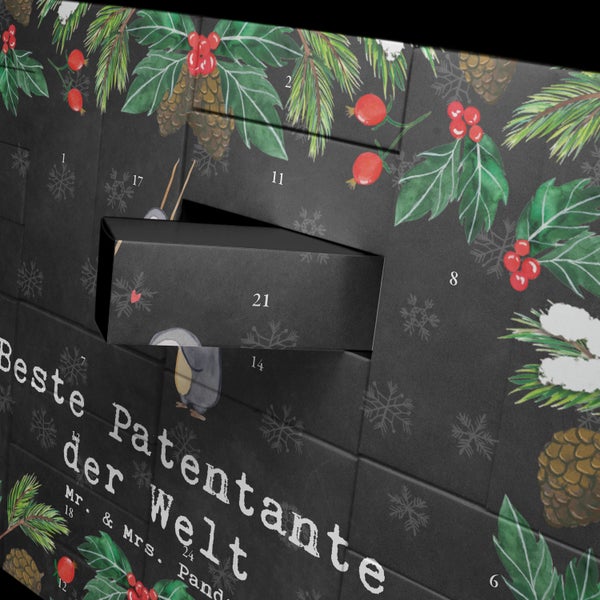 Mr. & Mrs. Panda Befüllbarer Adventskalender Pinguin Beste Patentante der Welt - Schwarz