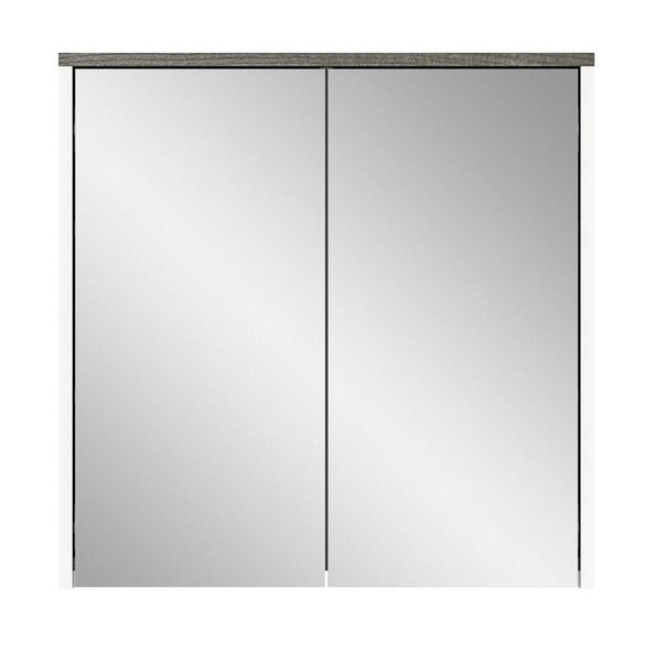 Los Angeles Spiegelschrank Bad 2 Türen rauchfarbenen,weiß. 60 X 21 X 60 cm