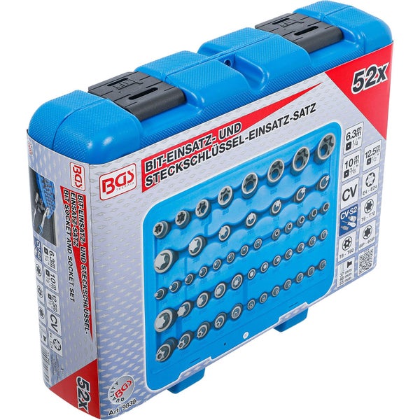 Bit- und Steckschlüsselsatz in einem blauen Koffer