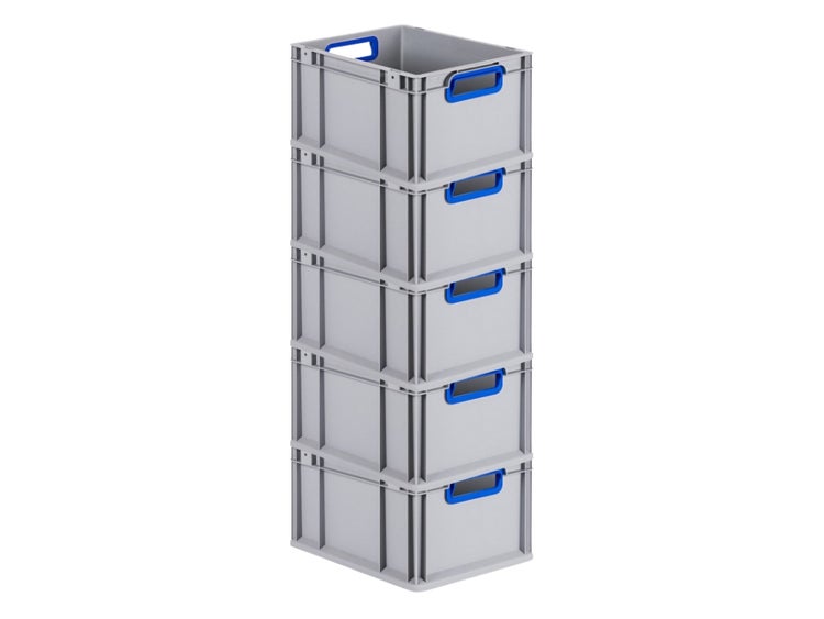 PROREGAL Spar Set 5x Eurobox Nextgen Color HxBxT 22 x 30 x 40 cm 20 Liter Griffe Blau Offen Glatter Boden Eurobehälter Transportbox