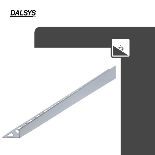 DALSYS Logo. Gefälleprofil für Fliesen mit einer Neigung von 2 Prozent.