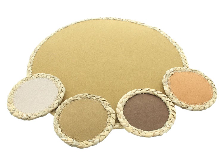FRANK FLECHTWAREN | Platzset Naturfarben, 8tlg., FILZ AUS PET, WASSERHYAZINTHE, D: 12 cm, D: 38 cm
