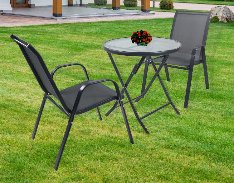 3tlg Balkonset Gartenmöbel Stapelstühle Set Sonlas