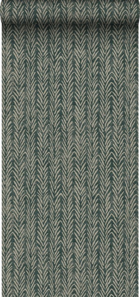 Sanders und Sanders Tapete Zickzack-Motiv Dunkelgrün - 53 cm x 10 m - 640505