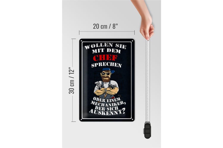 Blechschild Spruch 20x30cm Wollen Sie mit dem Chef sprechen