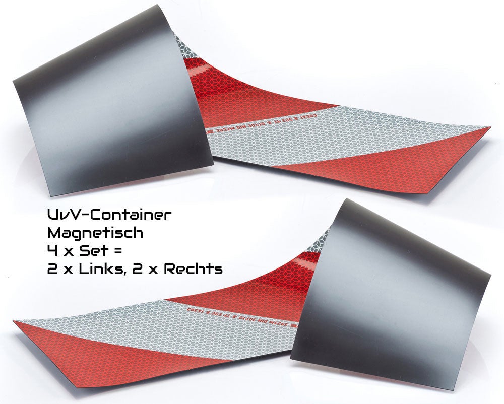 Container Warnfolie ORAFOL hochwertige Folie selbstklebend oder magnetisch / Magnetisch / 4er Set (je 2 x links/rechts)