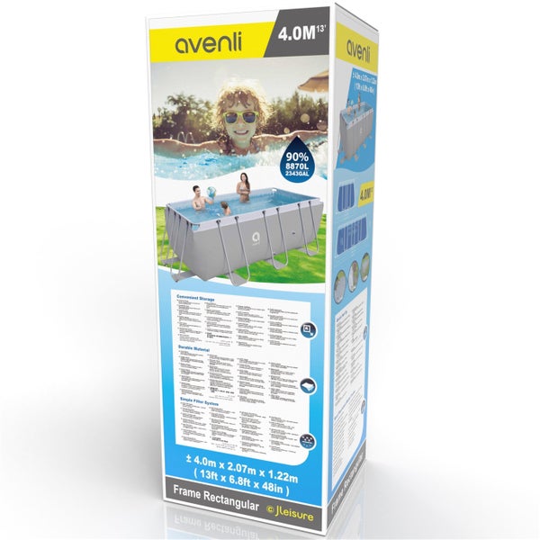 Avenli Aufstellpool Framepool rechteckig 400x207x122 cm Ersatzpool inkl. Stopfen und Gartenschlauchadapter grau