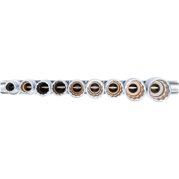 BGS Steckschlüssel-Einsatz-Satz Zwölfkant, tief Antrieb Innenvierkant 12,5 mm (1/2) SW 10 - 24 mm 9tlg. - 5253