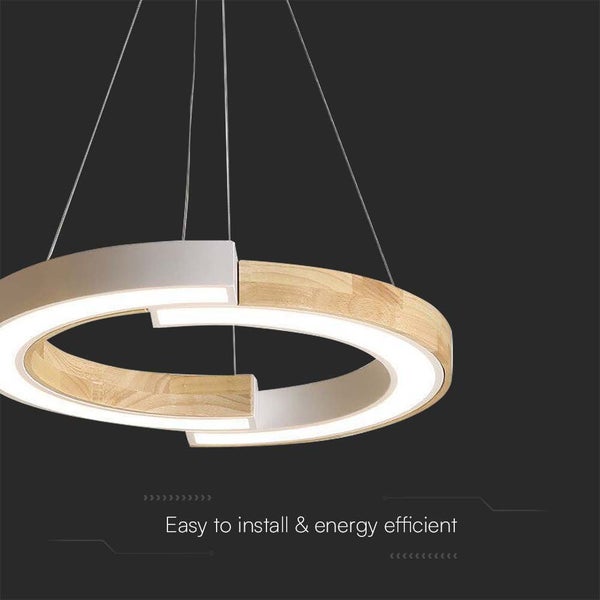 Moderne LED-Hängeleuchte mit Holz- und Metallelementen