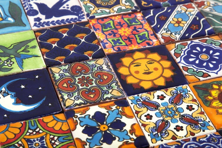 Mexikanische Mosaik Fliesen 5x5 Saburo - Handgefertigte Keramikmosaik für Küche, Küchenrückwand | Keramikfliesen-Packung enthält 120 Wandfliesen