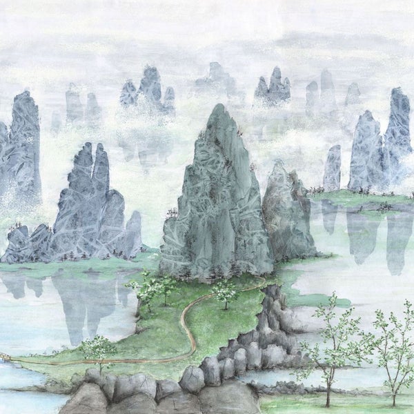 Illustration einer Berglandschaft mit See