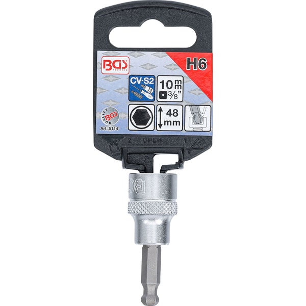 BGS Bit-Einsatz Antrieb Innenvierkant 10 mm (3/8) Innensechskant mit Kugelkopf 6 mm - 5114