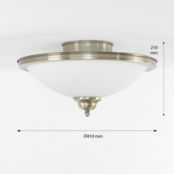 Deckenleuchte mit Glasschirm und den Maßen 410 mal 210 Millimeter