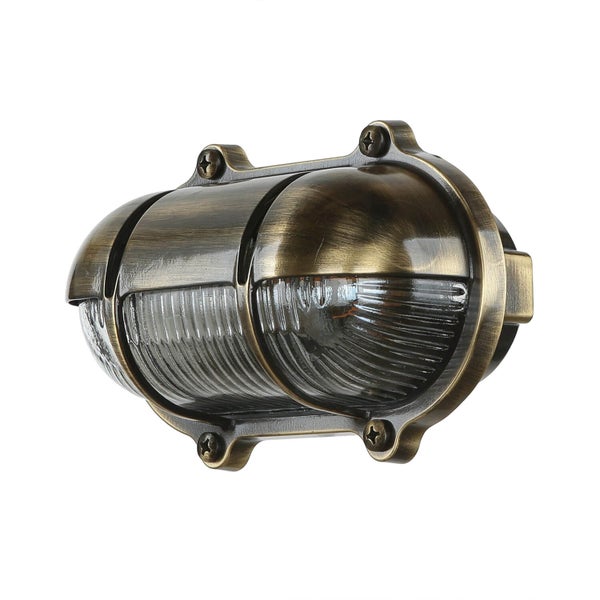 Ovale Wandleuchte mit transparentem, geriffeltem Glas und Beschlägen